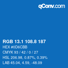カラーコード: RGB 13.1 108.8 187 | qconv.com