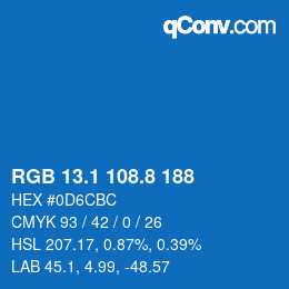 Farbcode: RGB 13.1 108.8 188 | qconv.com