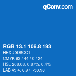 Color code: RGB 13.1 108.8 193 | qconv.com