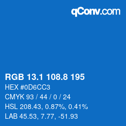 カラーコード: RGB 13.1 108.8 195 | qconv.com