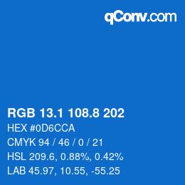 カラーコード: RGB 13.1 108.8 202 | qconv.com