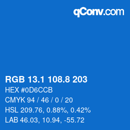 カラーコード: RGB 13.1 108.8 203 | qconv.com
