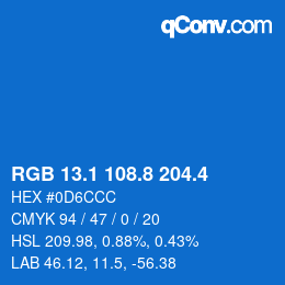 カラーコード: RGB 13.1 108.8 204.4 | qconv.com