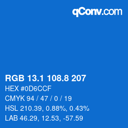 Color code: RGB 13.1 108.8 207 | qconv.com