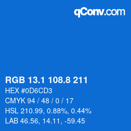 カラーコード: RGB 13.1 108.8 211 | qconv.com