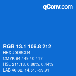 Color code: RGB 13.1 108.8 212 | qconv.com
