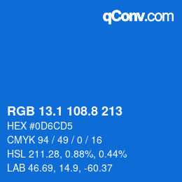 Farbcode: RGB 13.1 108.8 213 | qconv.com