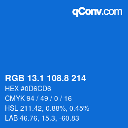 カラーコード: RGB 13.1 108.8 214 | qconv.com