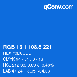 カラーコード: RGB 13.1 108.8 221 | qconv.com