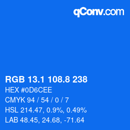 カラーコード: RGB 13.1 108.8 238 | qconv.com