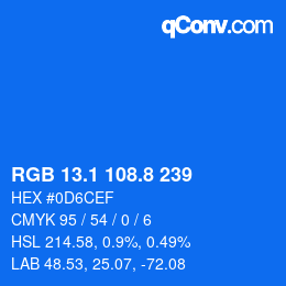 カラーコード: RGB 13.1 108.8 239 | qconv.com