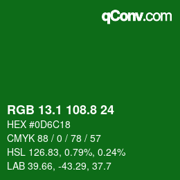 カラーコード: RGB 13.1 108.8 24 | qconv.com