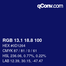 カラーコード: RGB 13.1 18.8 100 | qconv.com