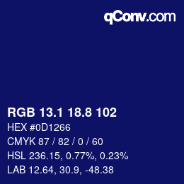 カラーコード: RGB 13.1 18.8 102 | qconv.com