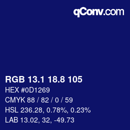 カラーコード: RGB 13.1 18.8 105 | qconv.com