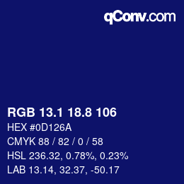 カラーコード: RGB 13.1 18.8 106 | qconv.com