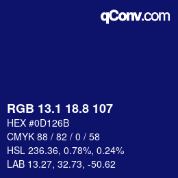 カラーコード: RGB 13.1 18.8 107 | qconv.com
