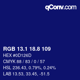 カラーコード: RGB 13.1 18.8 109 | qconv.com