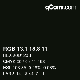 カラーコード: RGB 13.1 18.8 11 | qconv.com
