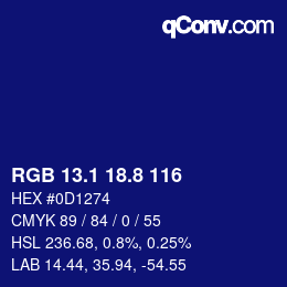 カラーコード: RGB 13.1 18.8 116 | qconv.com