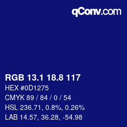 カラーコード: RGB 13.1 18.8 117 | qconv.com