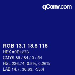 カラーコード: RGB 13.1 18.8 118 | qconv.com