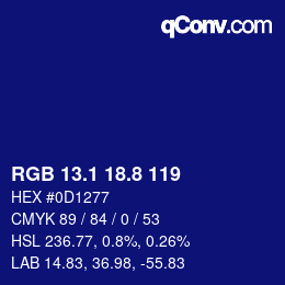 カラーコード: RGB 13.1 18.8 119 | qconv.com