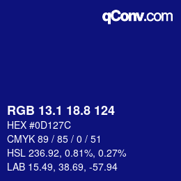 カラーコード: RGB 13.1 18.8 124 | qconv.com