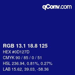 カラーコード: RGB 13.1 18.8 125 | qconv.com