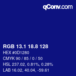 カラーコード: RGB 13.1 18.8 128 | qconv.com
