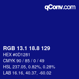 カラーコード: RGB 13.1 18.8 129 | qconv.com