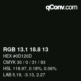 Color code: RGB 13.1 18.8 13 | qconv.com