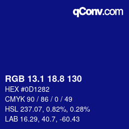 カラーコード: RGB 13.1 18.8 130 | qconv.com