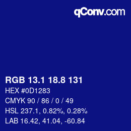 カラーコード: RGB 13.1 18.8 131 | qconv.com