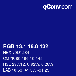 カラーコード: RGB 13.1 18.8 132 | qconv.com