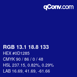カラーコード: RGB 13.1 18.8 133 | qconv.com