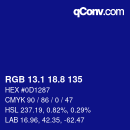 カラーコード: RGB 13.1 18.8 135 | qconv.com