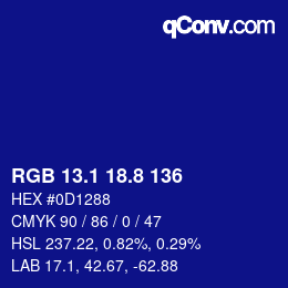 カラーコード: RGB 13.1 18.8 136 | qconv.com