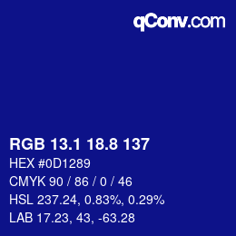 カラーコード: RGB 13.1 18.8 137 | qconv.com
