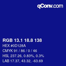 カラーコード: RGB 13.1 18.8 138 | qconv.com