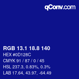 カラーコード: RGB 13.1 18.8 140 | qconv.com