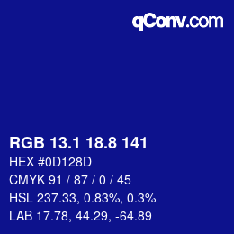 カラーコード: RGB 13.1 18.8 141 | qconv.com