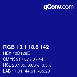 カラーコード: RGB 13.1 18.8 142 | qconv.com