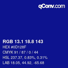 カラーコード: RGB 13.1 18.8 143 | qconv.com