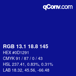カラーコード: RGB 13.1 18.8 145 | qconv.com
