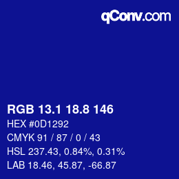 カラーコード: RGB 13.1 18.8 146 | qconv.com