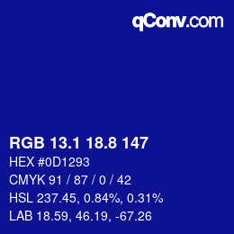 カラーコード: RGB 13.1 18.8 147 | qconv.com