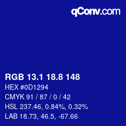 カラーコード: RGB 13.1 18.8 148 | qconv.com