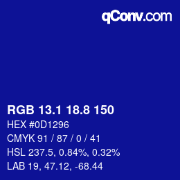 カラーコード: RGB 13.1 18.8 150 | qconv.com