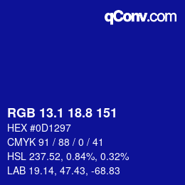 カラーコード: RGB 13.1 18.8 151 | qconv.com
